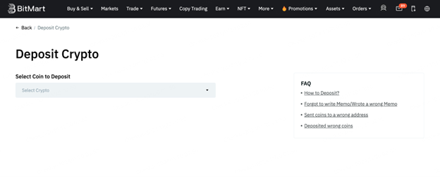 BitMart Deposit Crypto In Wallet