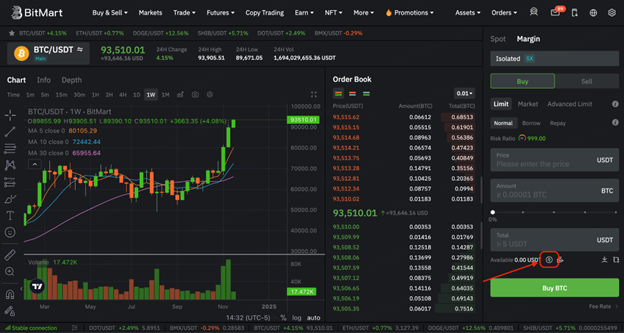 Bitmart Transfer Account